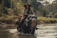 Thai women elephant wildlife outdoors. AI generated Image by rawpixel.