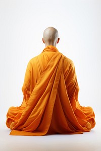 Asian Buddhist novice pray adult monk robe. AI generated Image by rawpixel.