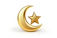 Gold moon with star night white background accessories.