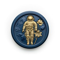 Astronaut badge gold white background. AI generated Image by rawpixel.