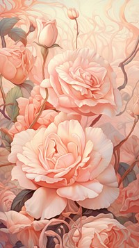  A rose flower wallpaper art painting pattern. AI generated Image by rawpixel.