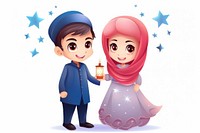 Muslim boy and girl celebration smiling togetherness.