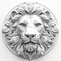 Bas-relief a lion heraldry sculpture texture portrait silver head.
