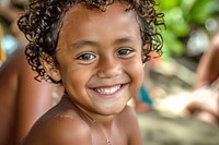 Samoan kid travel child smile.