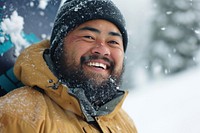 Samoan man outdoors snow portrait.