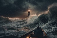 Stormy weather lighthouse architecture outdoors. AI generated Image by rawpixel.