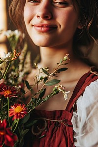 Holding flower bouqet portrait plant happy. AI generated Image by rawpixel.