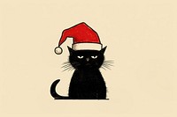 Black cat wearing santa hat drawing animal mammal. AI generated Image by rawpixel.