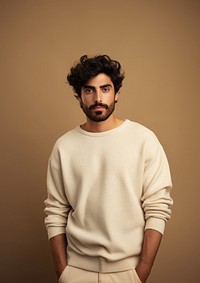 Cream sweater  portrait fashion beard.