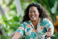 Samoan woman laughing outdoors smile.