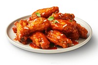 Buffalo wings on plate food meal white background.