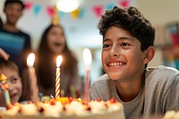 Hispanic teenager boy party birthday dessert.