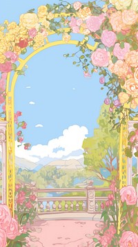  Rose flower arch architecture outdoors pattern. AI generated Image by rawpixel.