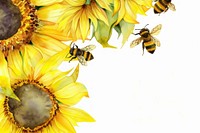 Bees and sunflower nature insect animal.