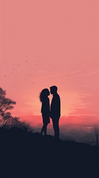  Silhouette of couple adult togetherness affectionate. AI generated Image by rawpixel.