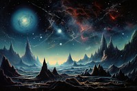 Night sky with full of star landscape astronomy painting.