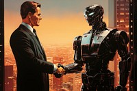 Businessman shaking hand together adult architecture technology.