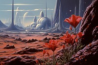 Tulip on mars landscape outdoors nature.
