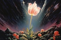 Tulip flower outdoors painting nature.