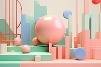  Geometric background pastel Memphis balloon. AI generated Image by rawpixel.