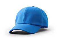 A blue baseball cap white background turquoise headgear.