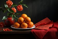 Oranges and a red envelope celebration grapefruit flower. AI generated Image by rawpixel.