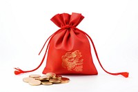 Red bag with money chinese new year white background celebration. AI generated Image by rawpixel.