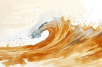 Water color illustration of wave abstract painting nature.
