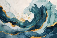 Water color illustration of wave abstract painting art.