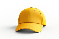 A yellow baseball cap white background headwear headgear.
