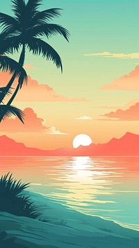 Phone wallpaper Silhouette Sunrise beach.