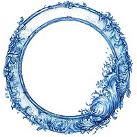 Circle frame of tarot blue white background photography.