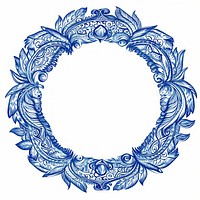 Circle frame of tribal pattern drawing sketch blue.