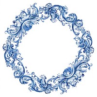 Circle frame of vintage pattern sketch blue white background.