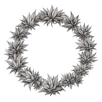 Circle frame with cannabis sketch drawing wreath.