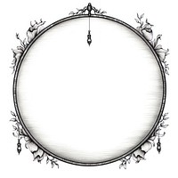 Circle frame with Chinese lantern drawing sketch white background.