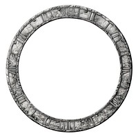 Circle frame with cuneiform white background accessories monochrome.