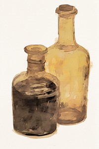Illustratio the 1970s of essential oil bottle jar white background.