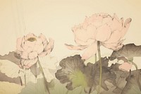 Illustratio the 1970s of lotus painting drawing flower.