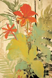 Illustratio the 1970s of tropical flower backgrounds painting plant.