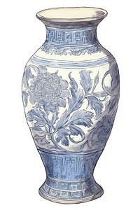Illustration of a vase blue porcelain pottery jar.