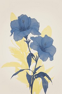 Illustration of a Allamanda blue painting drawing flower.