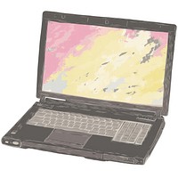 Illustration of laptop computer white background portability.