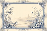 Toile with bamboo border pattern architecture backgrounds.