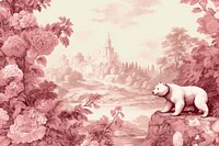 Illustration solid toile with bear border painting mammal plant.