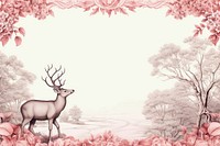 Toile with reindeer border animal mammal plant.