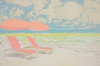 Beach and sea furniture painting drawing.