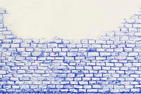 Vintage drawing brick wall architecture sketch blue.