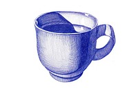 Drawing coffee cup sketch drink blue.