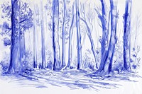 Drawing forest sketch paper blue.